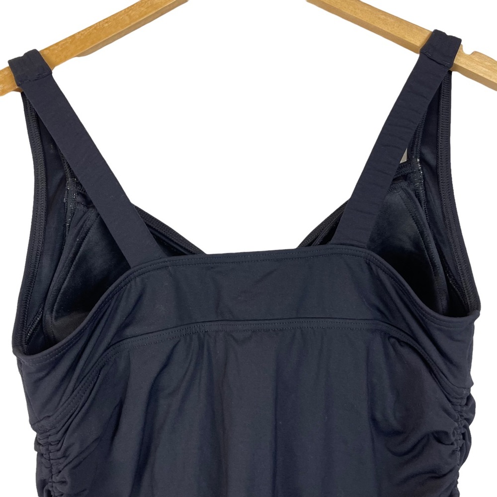 Lands’ End Swimsuit Tankini Top Ruched Sides Padded Black - Picture 5 of 10